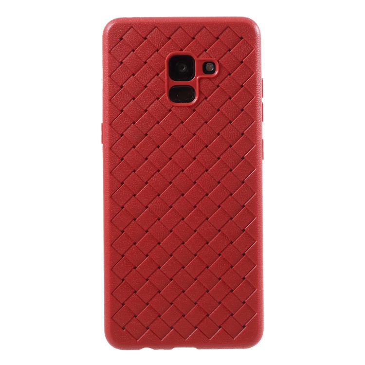 Woven Pattern TPU Ultra Thin Phone Back Casing for Samsung Galaxy A8 Plus (2018) - Red-2