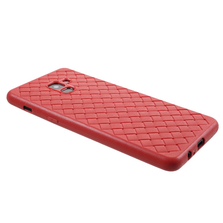 Woven Pattern TPU Ultra Thin Phone Back Casing for Samsung Galaxy A8 Plus (2018) - Red-3