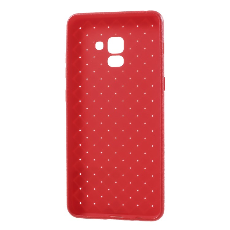 Woven Pattern TPU Ultra Thin Phone Back Casing for Samsung Galaxy A8 Plus (2018) - Red-4