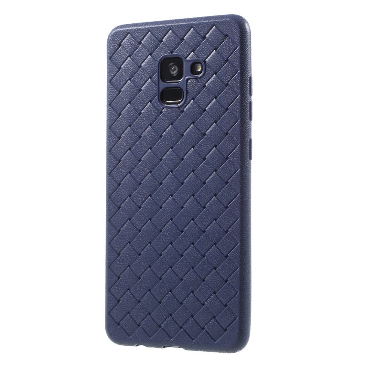 Patrón Tejido TPU Teléfono Ultrafino Nuevo Caso Para Samsung Galaxy A8 Plus (2018) - Azul-3