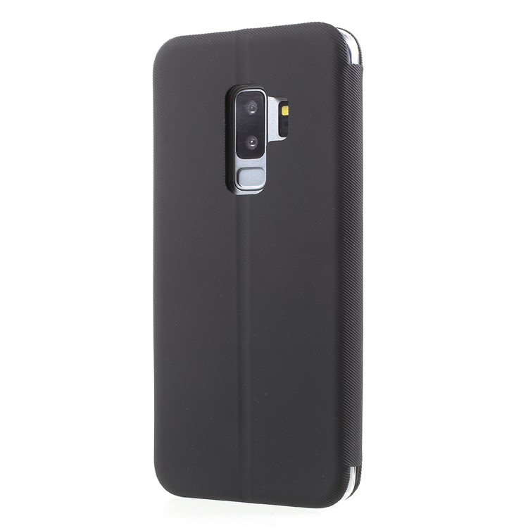 Shell Style Card Holder Stand Leather Case for Samsung Galaxy S9+ G965 - Black-2