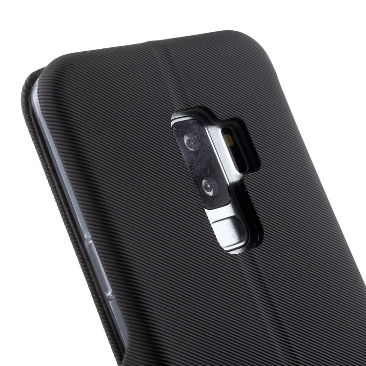 Shell Style Card Holder Stand Leather Case for Samsung Galaxy S9+ G965 - Black-8