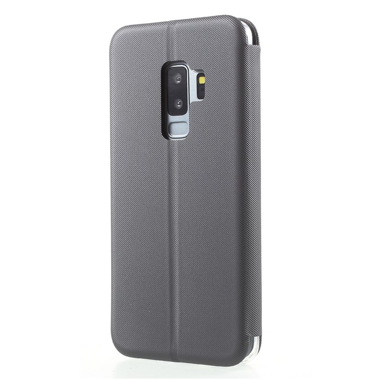 Shell Style Card Holder Stand Leather Cover for Samsung Galaxy S9+ G965 - Grey-2