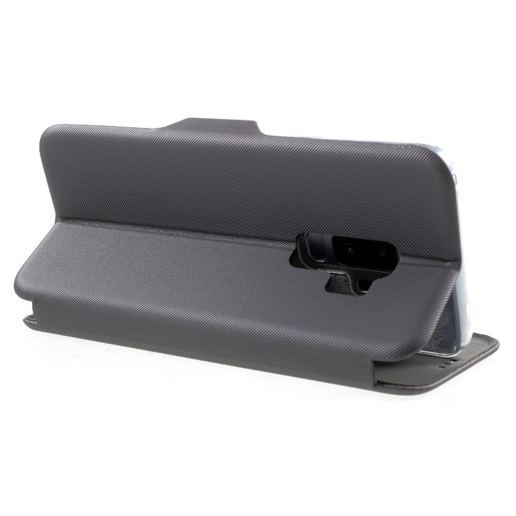 Shell Style Card Holder Stand Leather Cover for Samsung Galaxy S9+ G965 - Grey-5