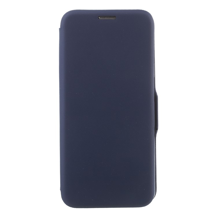 Shell Style Card Holder Stand Leather Shell for Samsung Galaxy S9+ G965 - Dark Blue-1