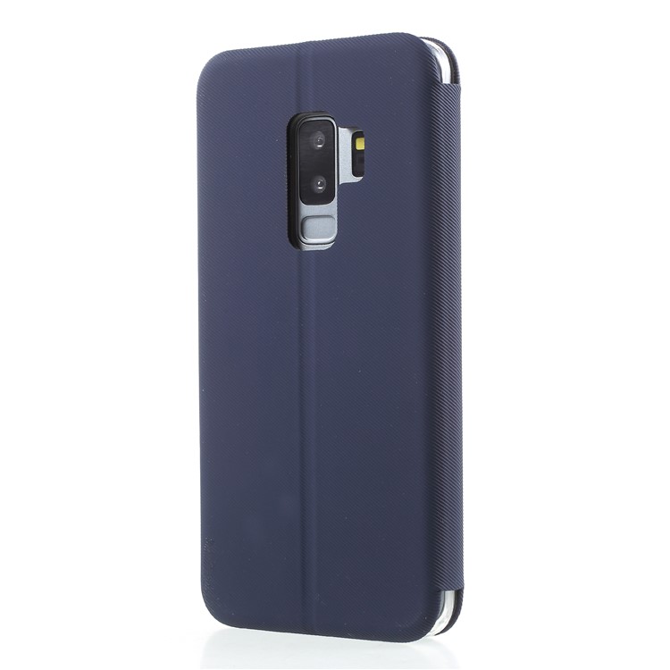 Shell Style Card Holder Stand Leather Shell for Samsung Galaxy S9+ G965 - Dark Blue-2