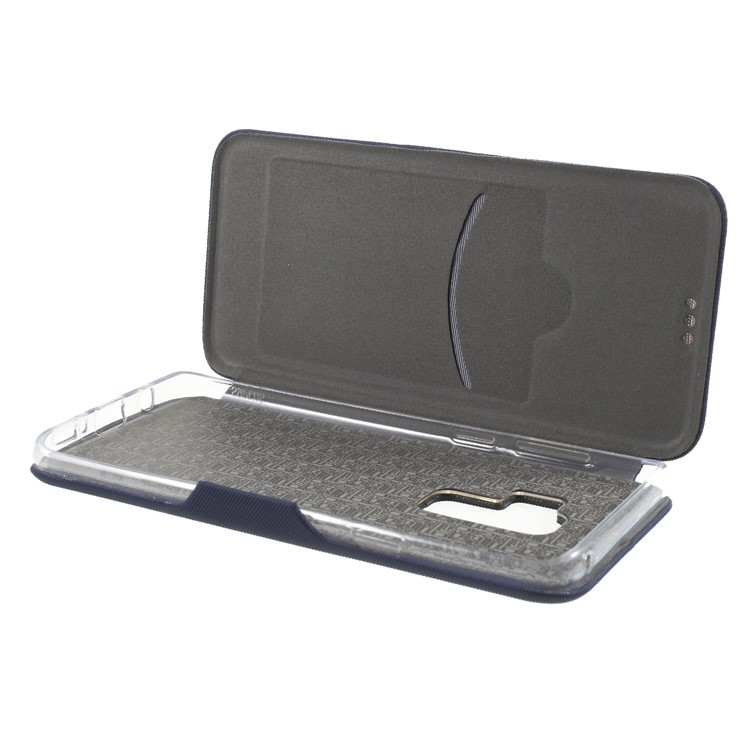 Shell Style Card Holder Stand Leather Shell for Samsung Galaxy S9+ G965 - Dark Blue-6