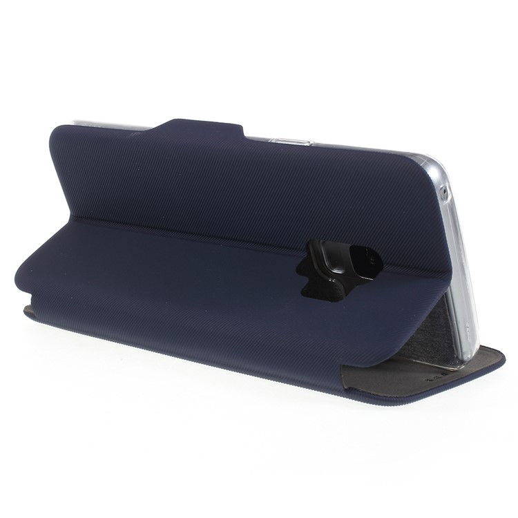 PU Leather Stand Phone Cover with Card Holder for Samsung Galaxy S9 SM-G960 - Dark Blue-5