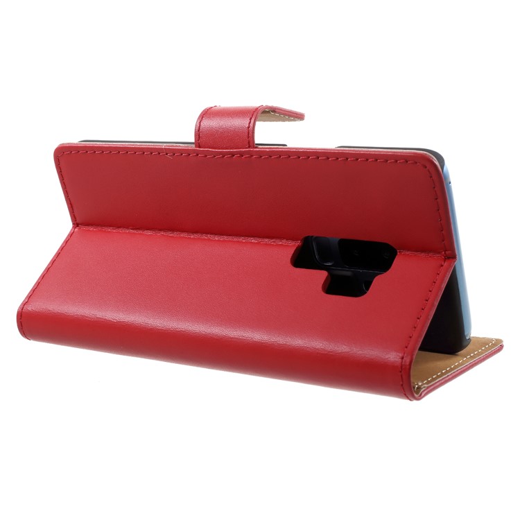 Split Leather Magnetic Wallet Stand Phone Shell for Samsung Galaxy S9 Plus SM-G965 - Red-5