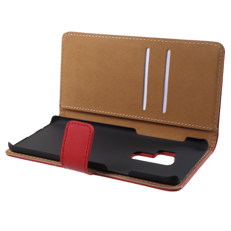 Split Leather Magnetic Wallet Stand Phone Shell for Samsung Galaxy S9 Plus SM-G965 - Red-6