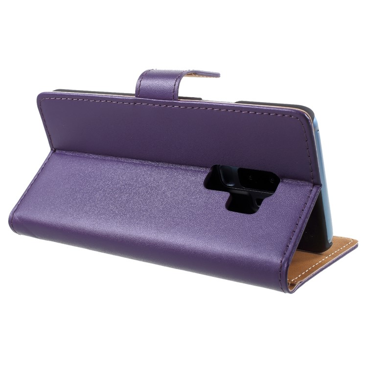 Split Leather Magnetic Wallet Stand Protective Case for Samsung Galaxy S9+ SM-G965 - Purple-5