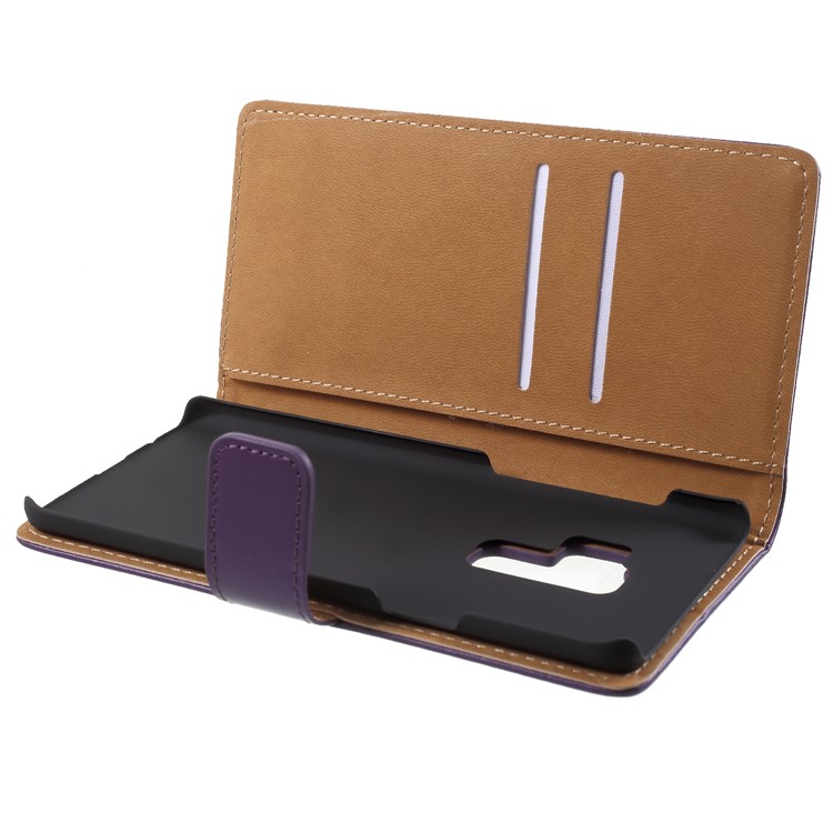 Split Leather Magnetic Wallet Stand Protective Case for Samsung Galaxy S9+ SM-G965 - Purple-6