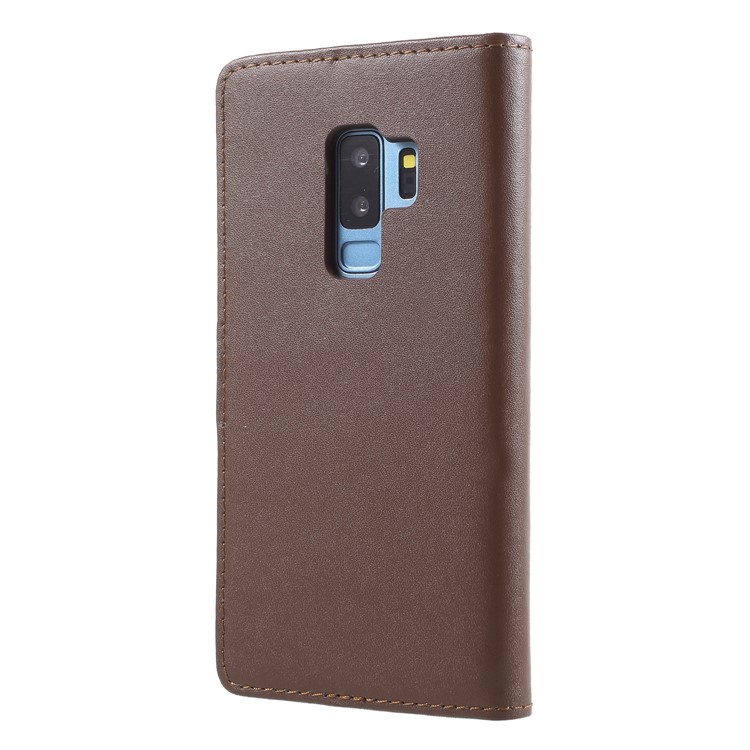 Split Leather Magnetic Wallet Stand Protective Casing for Samsung Galaxy S9+ SM-G965 - Brown-2