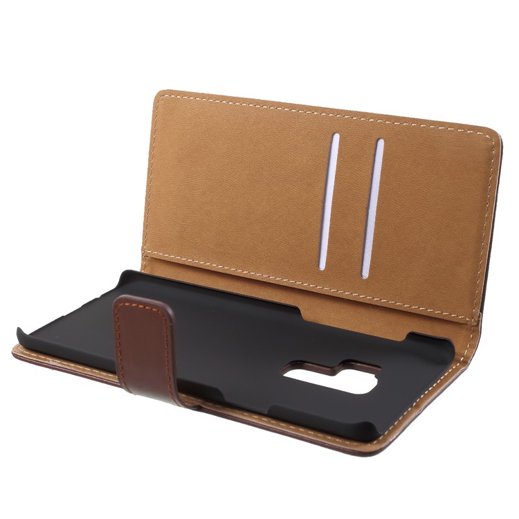 Split Leather Magnetic Wallet Stand Protective Casing for Samsung Galaxy S9+ SM-G965 - Brown-6