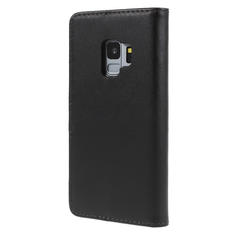 Split Leather Wallet Stand Cell Phone Case for Samsung Galaxy S9 SM-G960 - Black-2