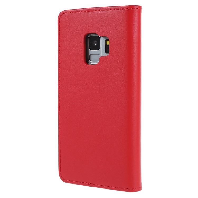 Split Leather Magnetic Wallet Mobile Phone Shell for Samsung Galaxy S9 SM-G960 - Red-3
