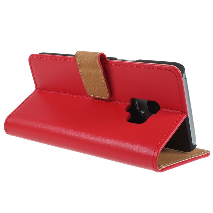 Split Leather Magnetic Wallet Mobile Phone Shell for Samsung Galaxy S9 SM-G960 - Red-5