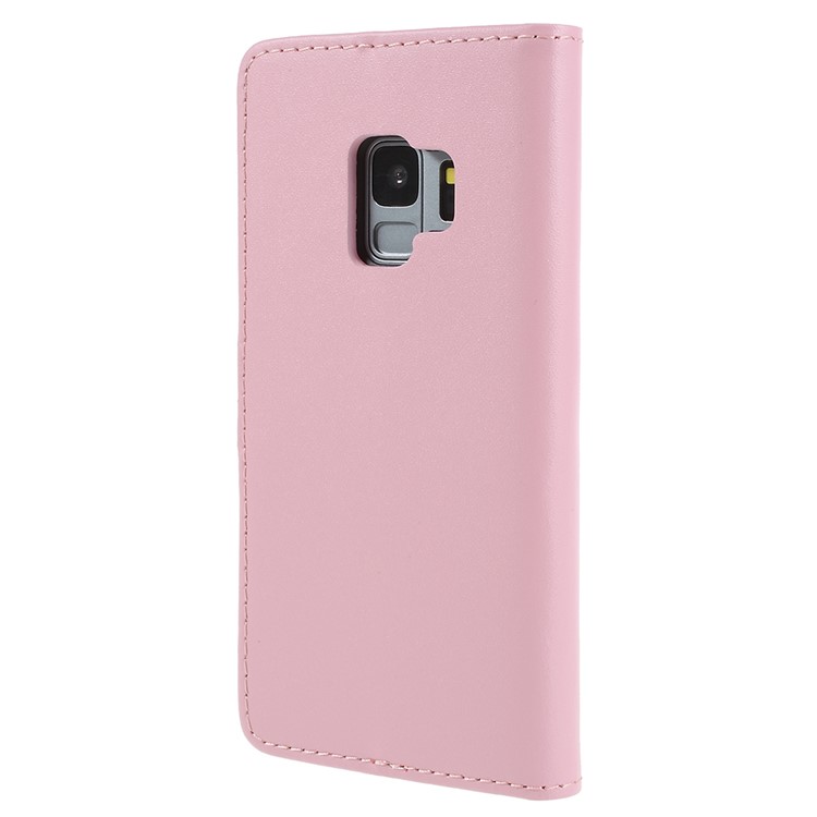 Split Leather Wallet Phone Casing for Samsung Galaxy S9 SM-G960 - Pink-3