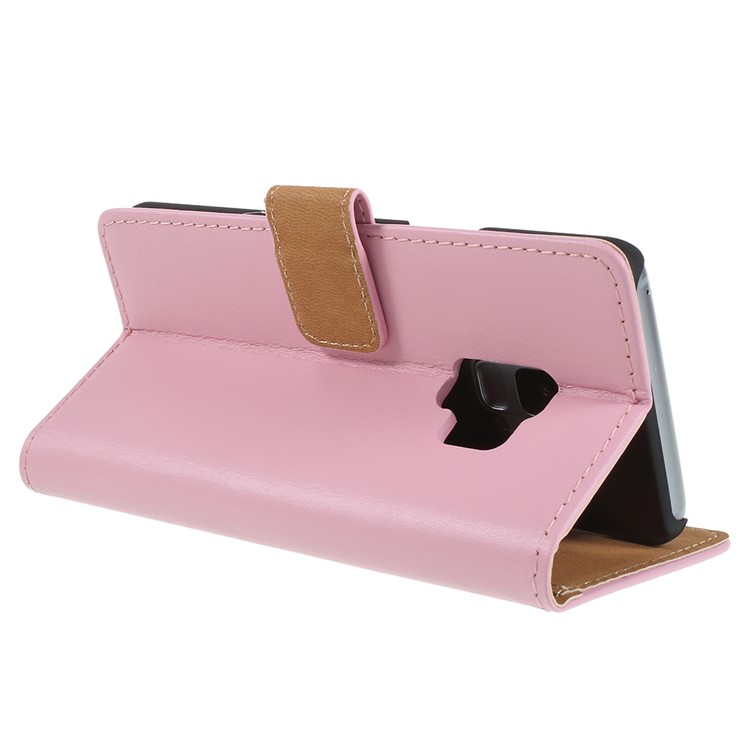 Split Leather Wallet Phone Casing for Samsung Galaxy S9 SM-G960 - Pink-5