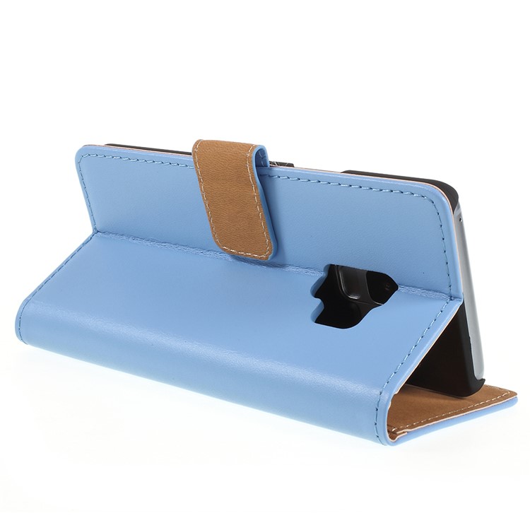 Split Leather Wallet Mobile Cover Shell with Stand for Samsung Galaxy S9 SM-G960 - Blue-5