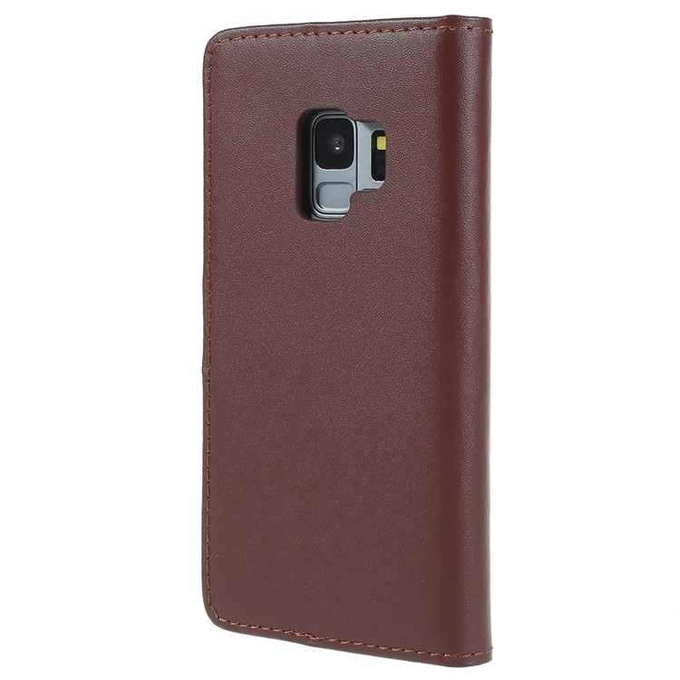 Stand Wallet Split Leather Phone Case Accessory for Samsung Galaxy S9 SM-G960 - Brown-3