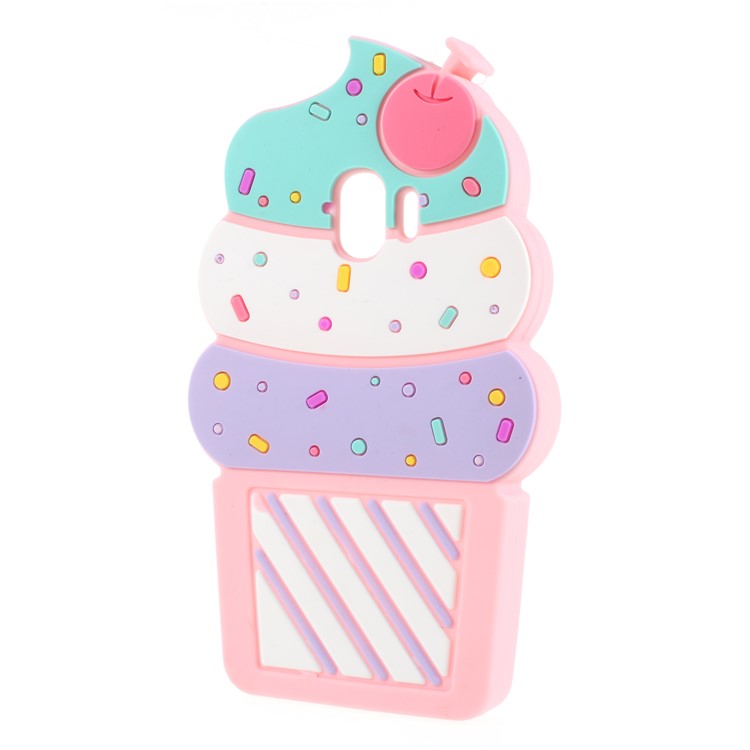 3D Cherry Ice Cream Silicone Back Case for Samsung Galaxy J2 Pro 2018 - Pink-2