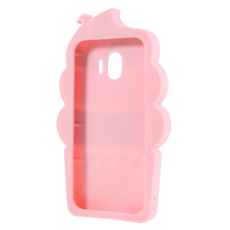 3D Cherry Ice Cream Silicone Back Case for Samsung Galaxy J2 Pro 2018 - Pink-3