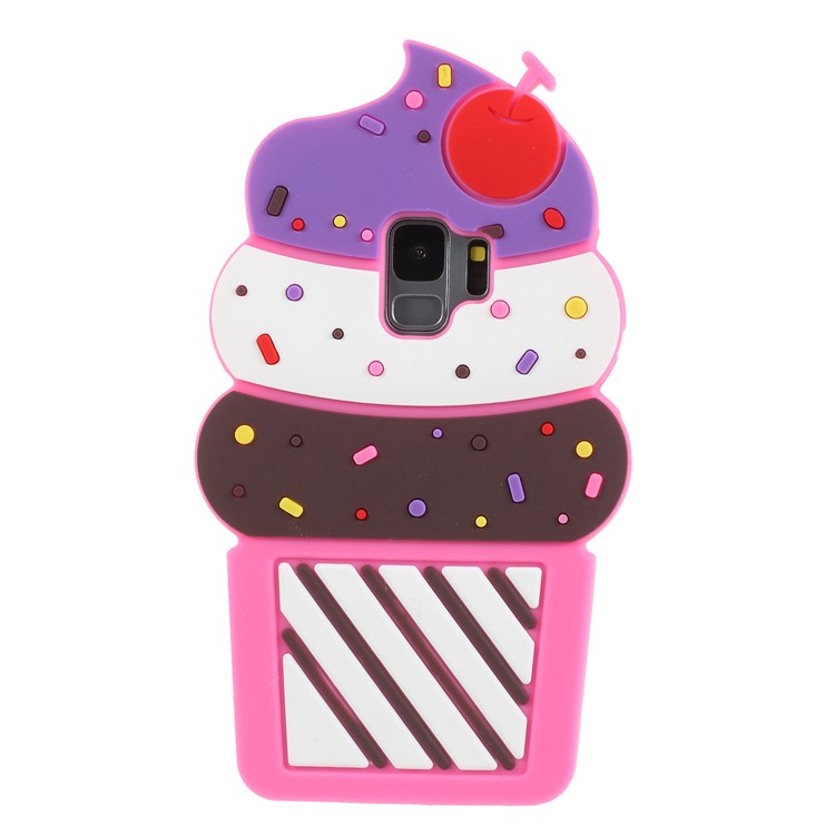 3D Cherry Ice Cream Silicone Mobile Phone Cover for Samsung Galaxy S9 SM-G960 - Rose-1