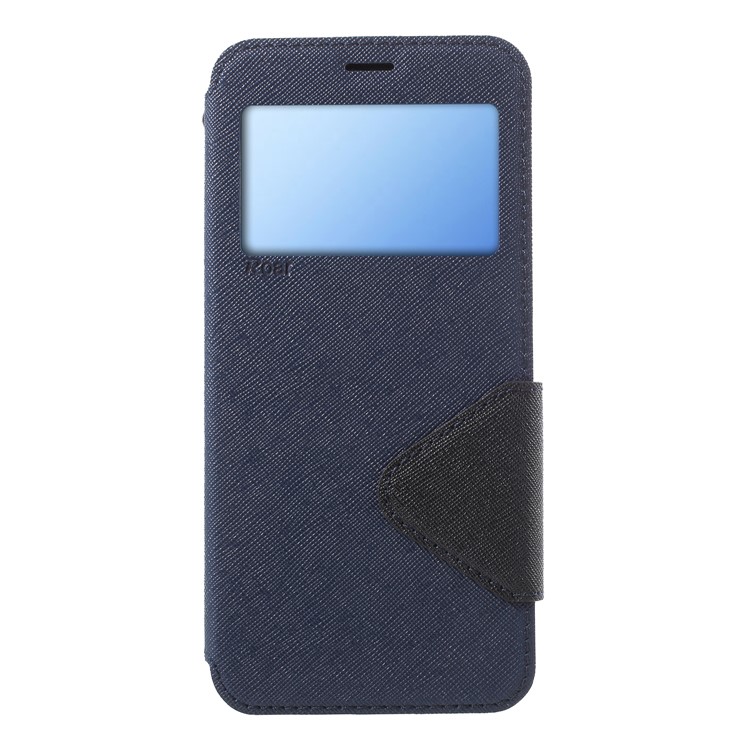 

ROAR KOREA Вид Окна Кожаный Держатель Карты Мобильный Чехол Для Samsung Galaxy S9 Plus SM-G965 - Темно-синий