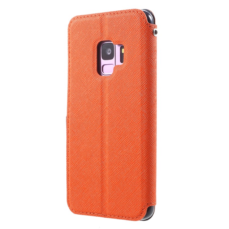 ROAR KOREA View Window Leather Stand Protective Case for Samsung Galaxy S9 SM-G960 - Orange-2