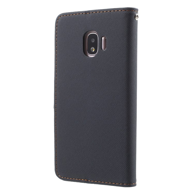 ROAR KOREA Twill Leather Wallet Cell Phone Case for Samsung Galaxy J2 Pro 2018 - Black-2