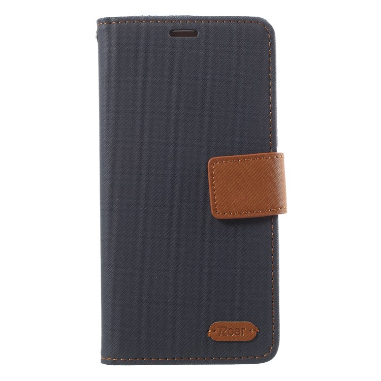 ROAR KOREA Twill Leather Wallet Cell Phone Case for Samsung Galaxy J2 Pro 2018 - Black-3