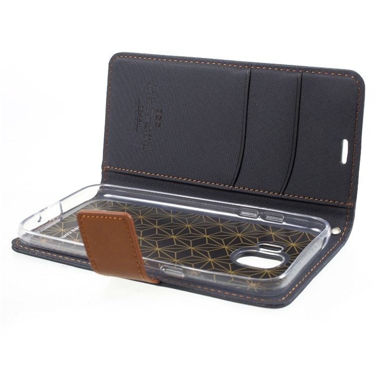 ROAR KOREA Twill Leather Wallet Cell Phone Case for Samsung Galaxy J2 Pro 2018 - Black-8