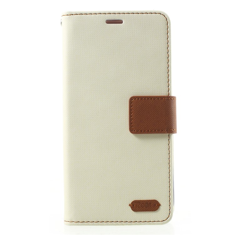 

ROAR KOREA Twill Кожаный Кошелек Мобильный Чехол Для Галактики Samsung J2 Pro 2018 - Белый, Galaxy J2 Pro 2018