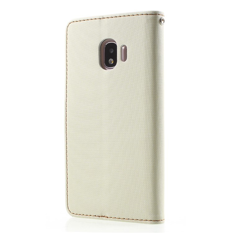 ROAR KOREA Twill Leather Wallet Mobile Cover for Samsung Galaxy J2 Pro 2018 - White-2