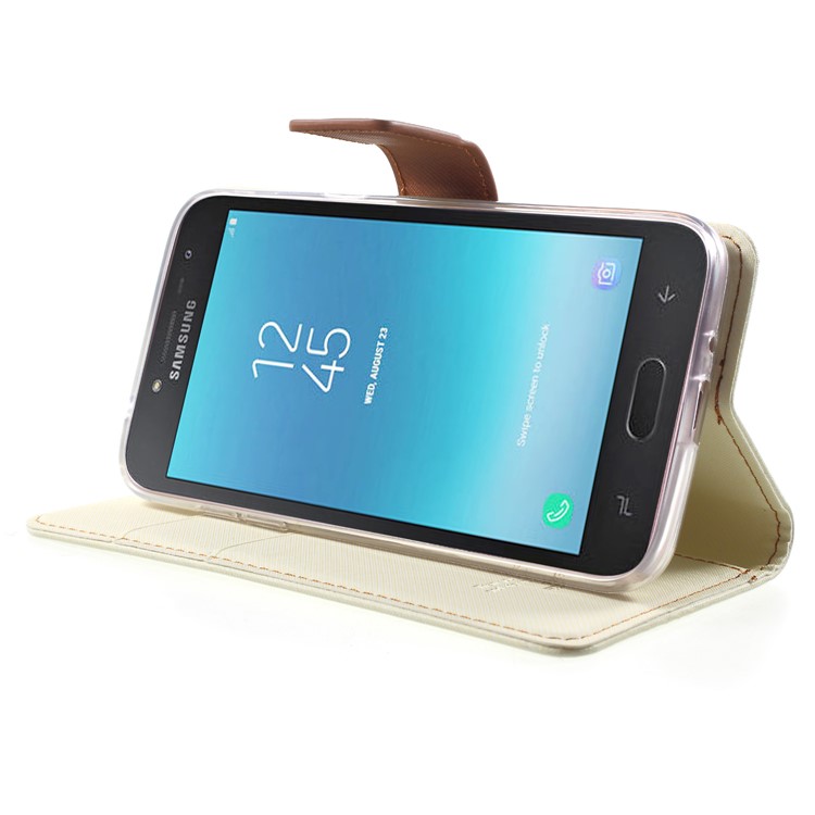 ROAR KOREA Twill Leather Wallet Mobile Cover for Samsung Galaxy J2 Pro 2018 - White-4