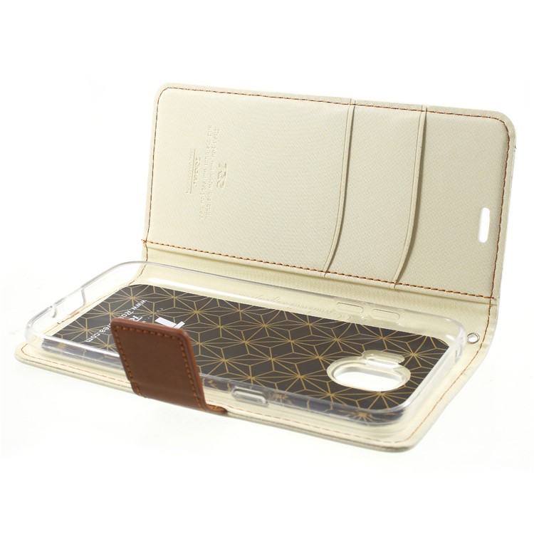 ROAR KOREA Twill Leather Wallet Mobile Cover for Samsung Galaxy J2 Pro 2018 - White-6