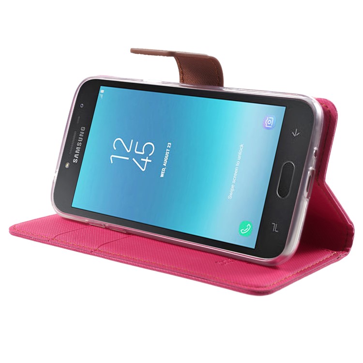 ROAR Twill Leather Stand Phone Casing for Samsung Galaxy J2 Pro 2018 - Rose-4