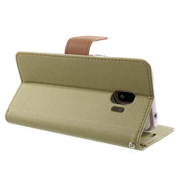 ROAR Twill Leather Wallet Stand Case for Samsung Galaxy J2 Pro 2018 - Khaki-5