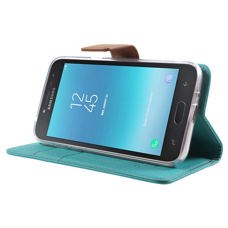 ROAR KOREA Twill Leather Wallet Flip Cover for Samsung Galaxy J2 Pro 2018 - Green-4