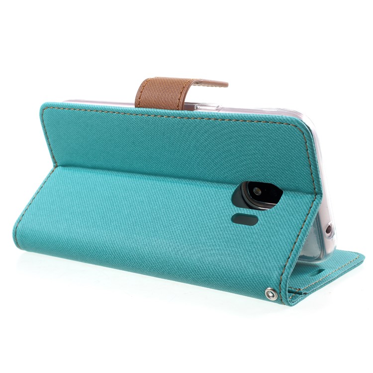 ROAR KOREA Twill Leather Wallet Flip Cover for Samsung Galaxy J2 Pro 2018 - Green-5