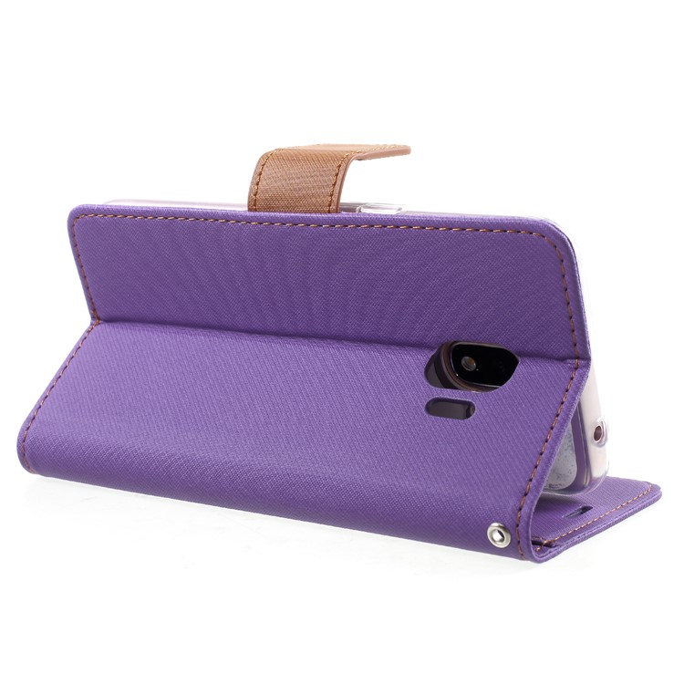 ROAR KOREA Twill Leather Wallet Case for Samsung Galaxy J2 Pro 2018 - Purple-5