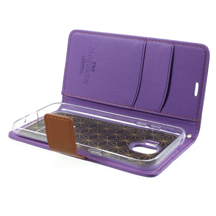 ROAR KOREA Twill Leather Wallet Case for Samsung Galaxy J2 Pro 2018 - Purple-6