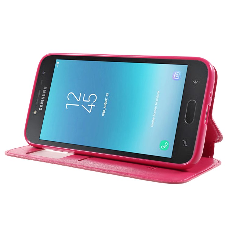 ROAR KOREA View Window Noble Leather Flip Stand Case for Samsung Galaxy J2 Pro 2018 - Rose-4