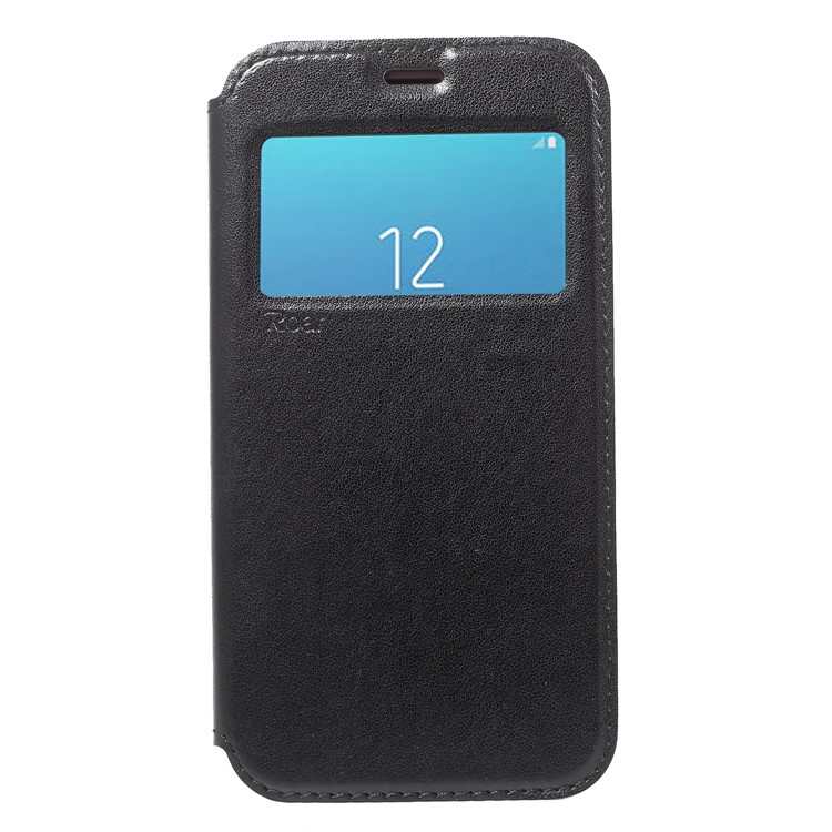 ROAR KOREA View Window Noble Leather Flip Stand Cover for Samsung Galaxy J2 Pro 2018 - Black-1