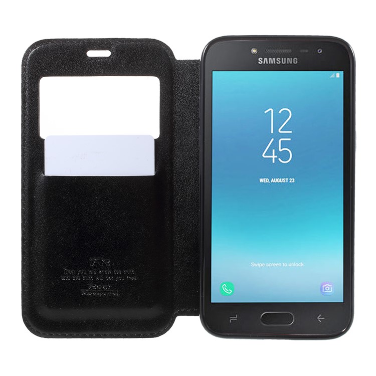 ROAR KOREA View Window Noble Leather Flip Stand Cover for Samsung Galaxy J2 Pro 2018 - Black-6