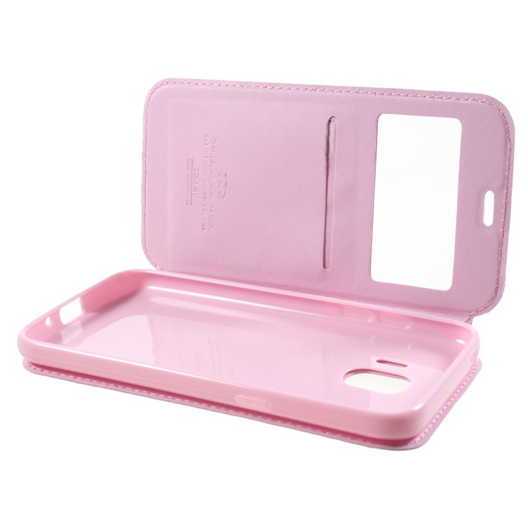 ROAR View Window Noble Leather Flip Stand Phone Shell for Samsung Galaxy J2 Pro 2018 - Pink-6