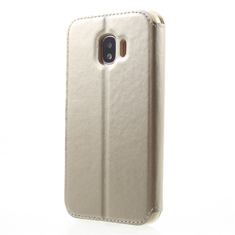 ROAR View Window Noble Leather Flip Card Holder Case for Samsung Galaxy J2 Pro 2018 - Gold-2