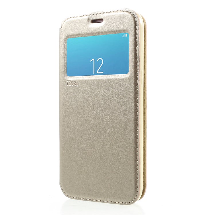 ROAR View Window Noble Leather Flip Card Holder Case for Samsung Galaxy J2 Pro 2018 - Gold-3