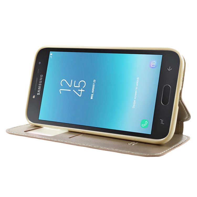 ROAR View Window Noble Leather Flip Card Holder Case for Samsung Galaxy J2 Pro 2018 - Gold-4